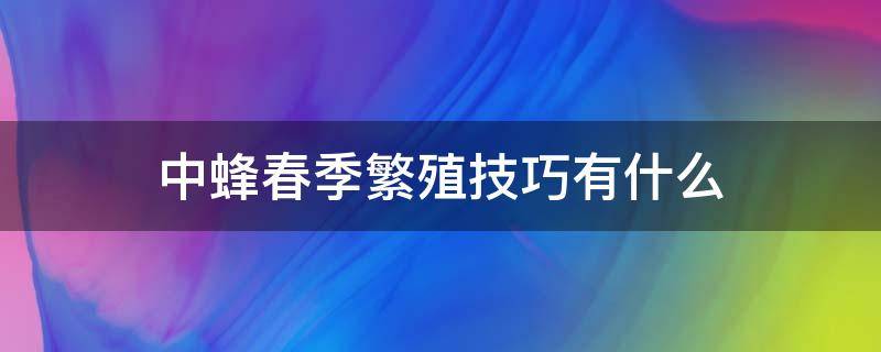 中蜂春季繁殖技巧有什么