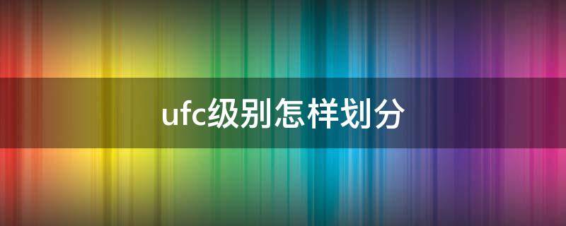 ufc级别怎样划分