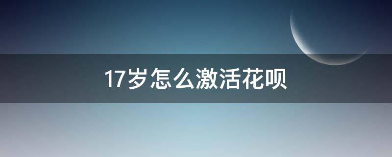 17岁怎么激活花呗