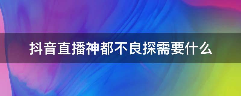 抖音直播神都不良探需要什么