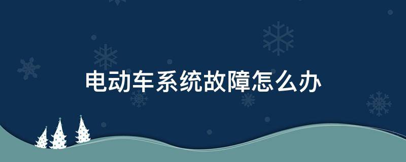 电动车系统故障怎么办