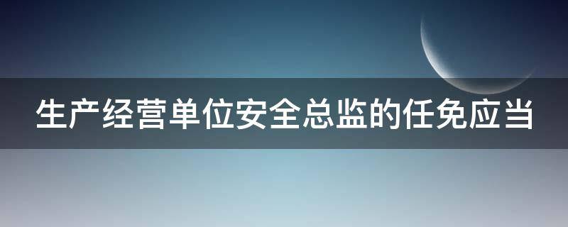 生产经营单位安全总监的任免应当