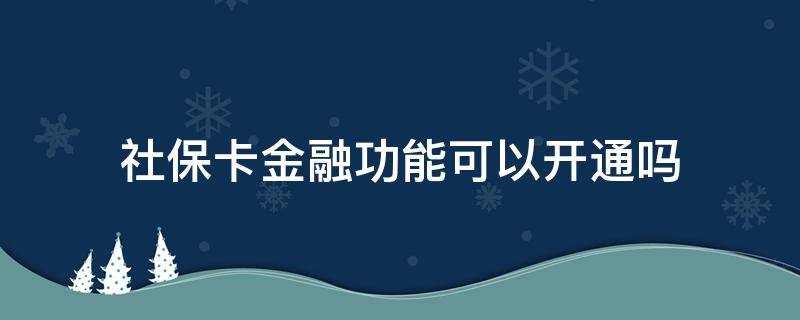 社保卡金融功能可以开通吗