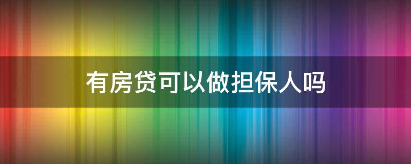 有房贷可以做担保人吗