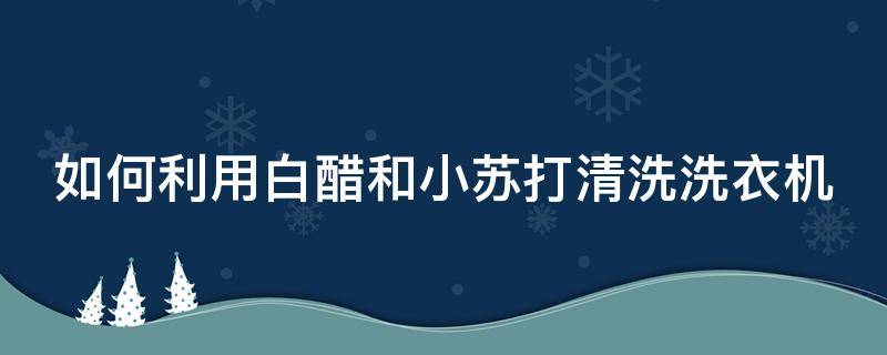 如何利用白醋和小苏打清洗洗衣机