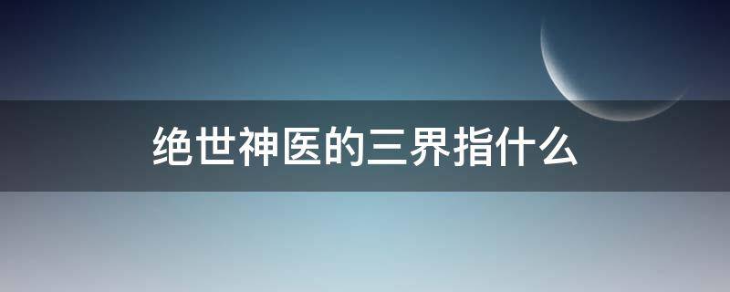 绝世神医的三界指什么