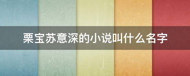 栗宝苏意深的小说叫什么名字