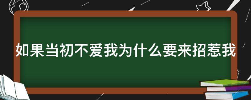 如果当初不爱我为什么要来招惹我