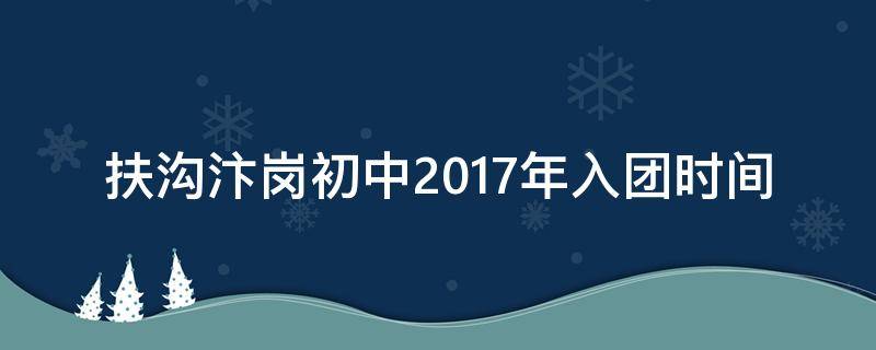 扶沟汴岗初中2017年入团时间