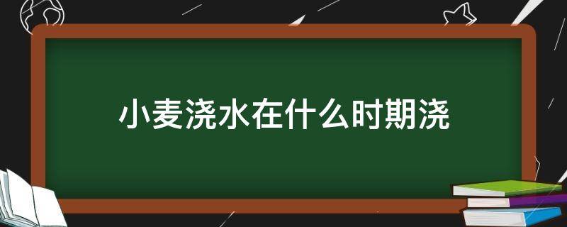 小麦浇水在什么时期浇