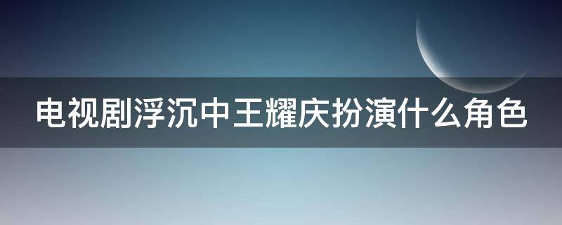 电视剧浮沉中王耀庆扮演什么角色