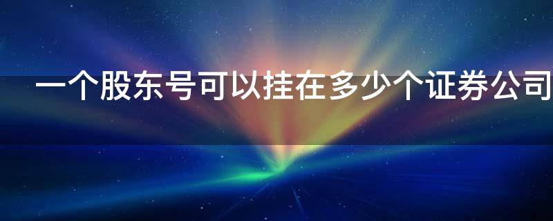 一个股东号可以挂在多少个证券公司