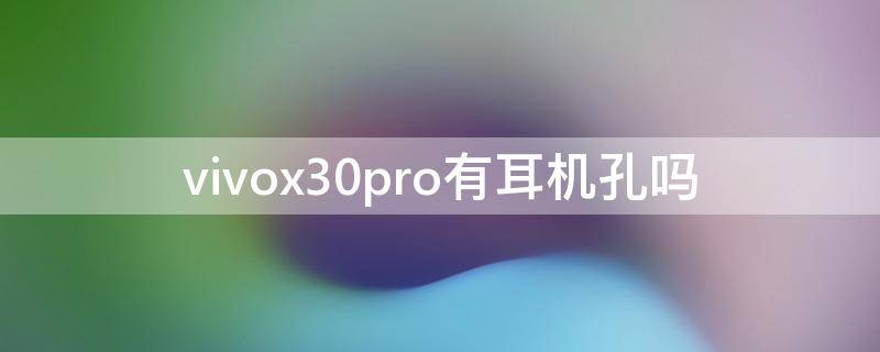 vivox30pro有耳机孔吗