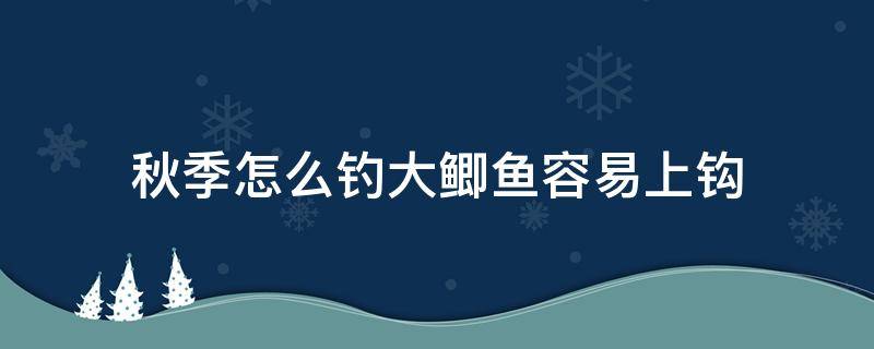 秋季怎么钓大鲫鱼容易上钩