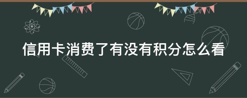 信用卡消费了有没有积分怎么看