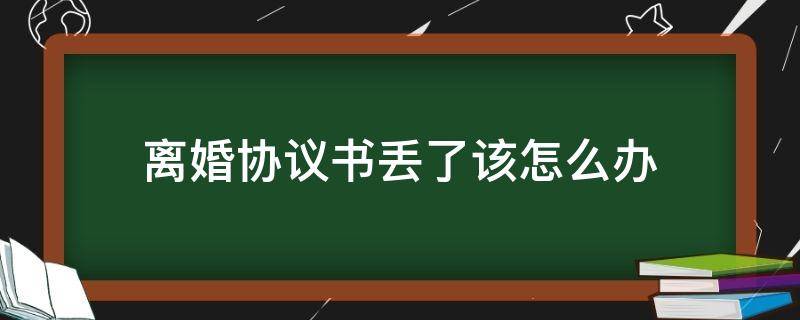 离婚协议书丢了该怎么办