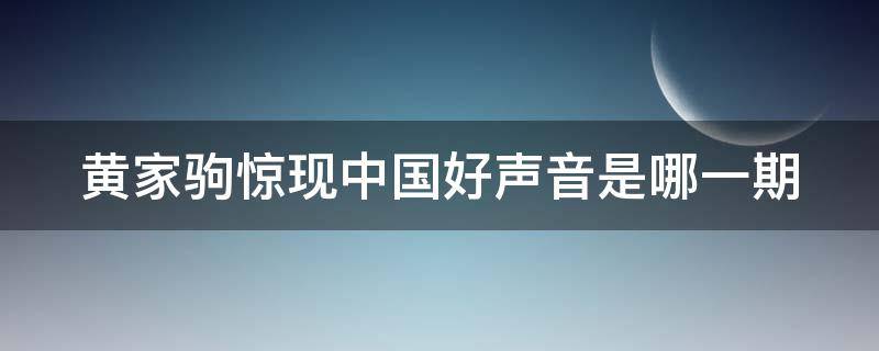 黄家驹惊现中国好声音是哪一期