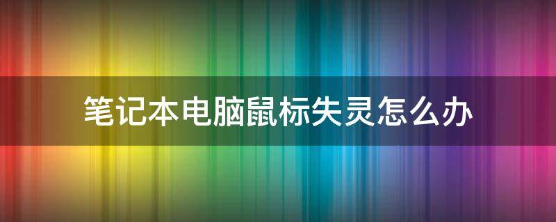 笔记本电脑鼠标失灵怎么办