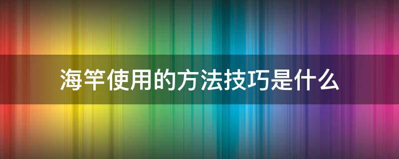 海竿使用的方法技巧是什么