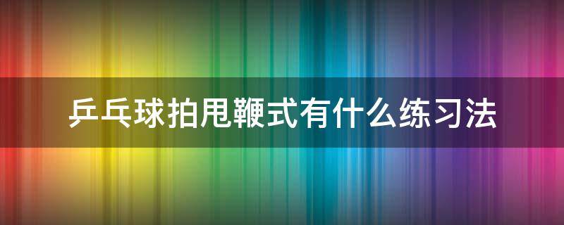 乒乓球拍甩鞭式有什么练习法