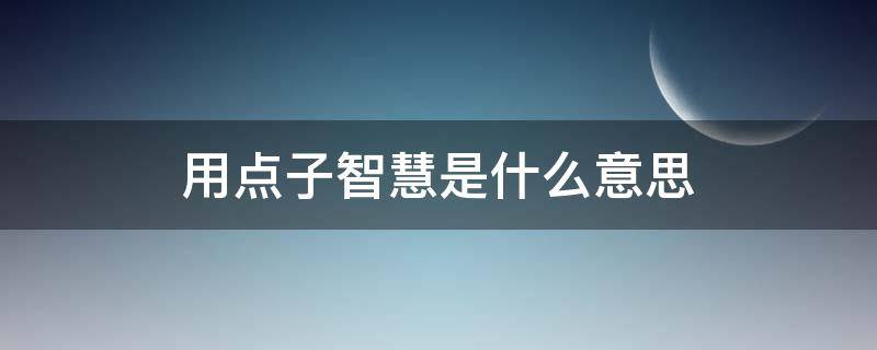 用点子智慧是什么意思